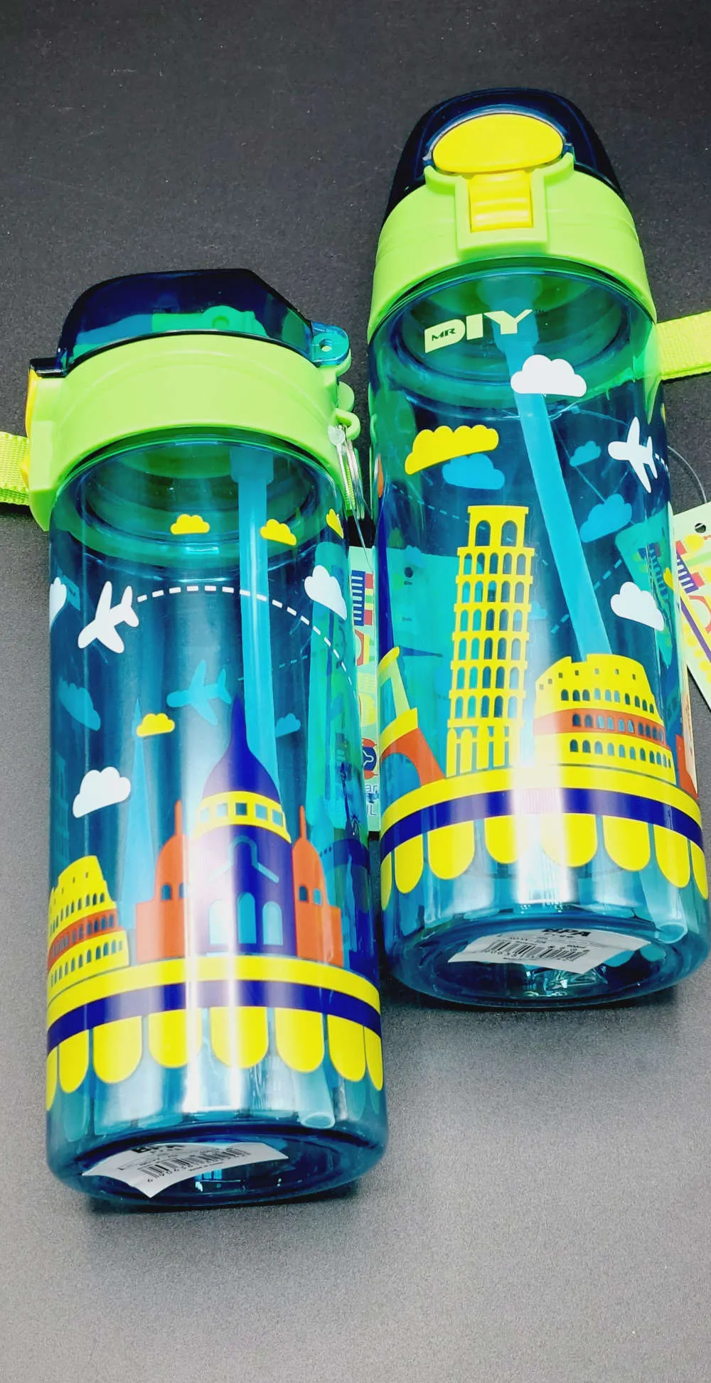 Cute Travel Water Bottle BPA Free Plastic Sipper For Pre School Boys and Girls
