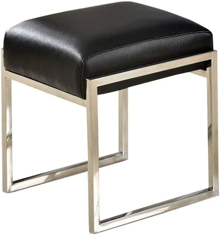 DASHADAO Footstools Ottoman Square Stainless Steel Frame Household Sofa Footrests | Upholstered Makeup Stool Living Room Stool,Cowhide Cushion