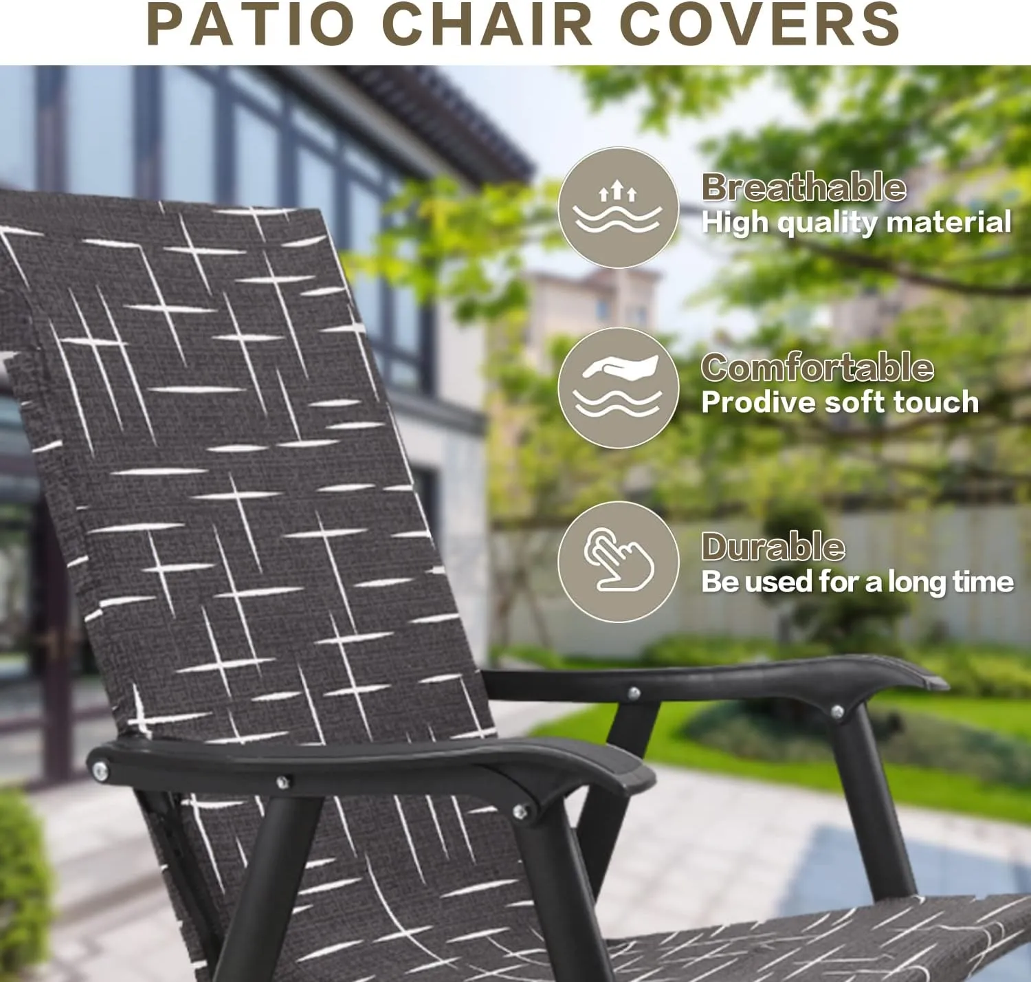 Deisy Dee Patio Dining Chair Covers, Outdoor Steel Sling Folding Chair Covers, Garden Metal Chair Covers (1, E)