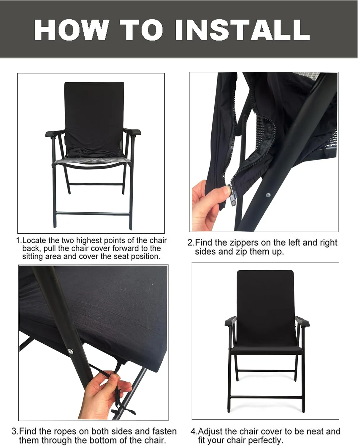 Deisy Dee Patio Dining Chair Covers, Outdoor Steel Sling Folding Chair Covers, Garden Metal Chair Covers (1, E)