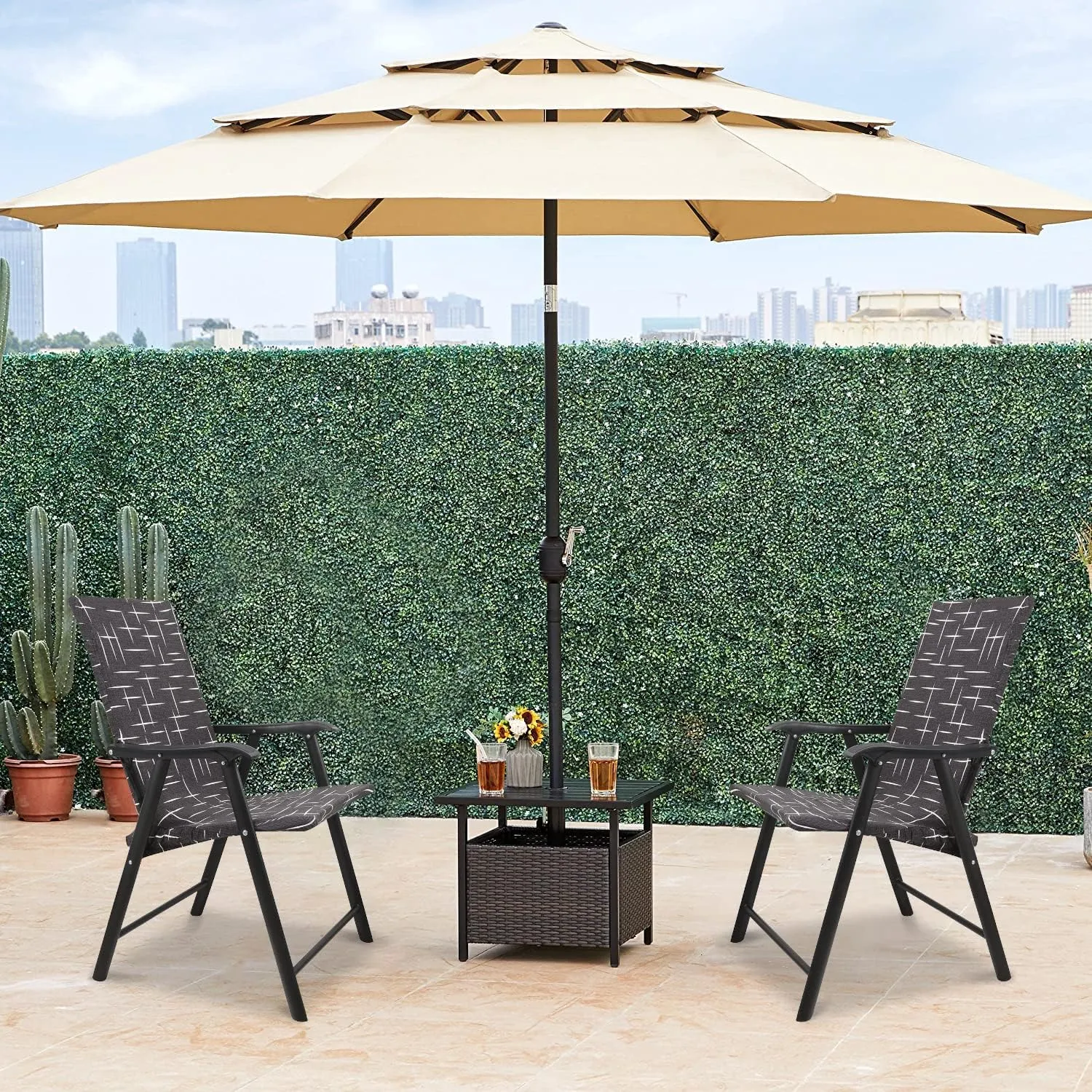 Deisy Dee Patio Dining Chair Covers, Outdoor Steel Sling Folding Chair Covers, Garden Metal Chair Covers (1, E)
