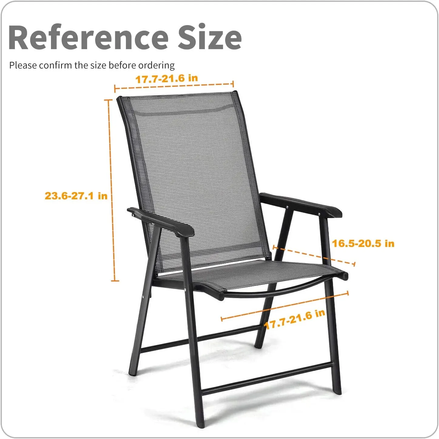 Deisy Dee Patio Dining Chair Covers, Outdoor Steel Sling Folding Chair Covers, Garden Metal Chair Covers (1, E)