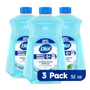 Dial Antibacterial Liquid Hand Soap Refill, Spring Water, 52 fl oz (Pack of 3)