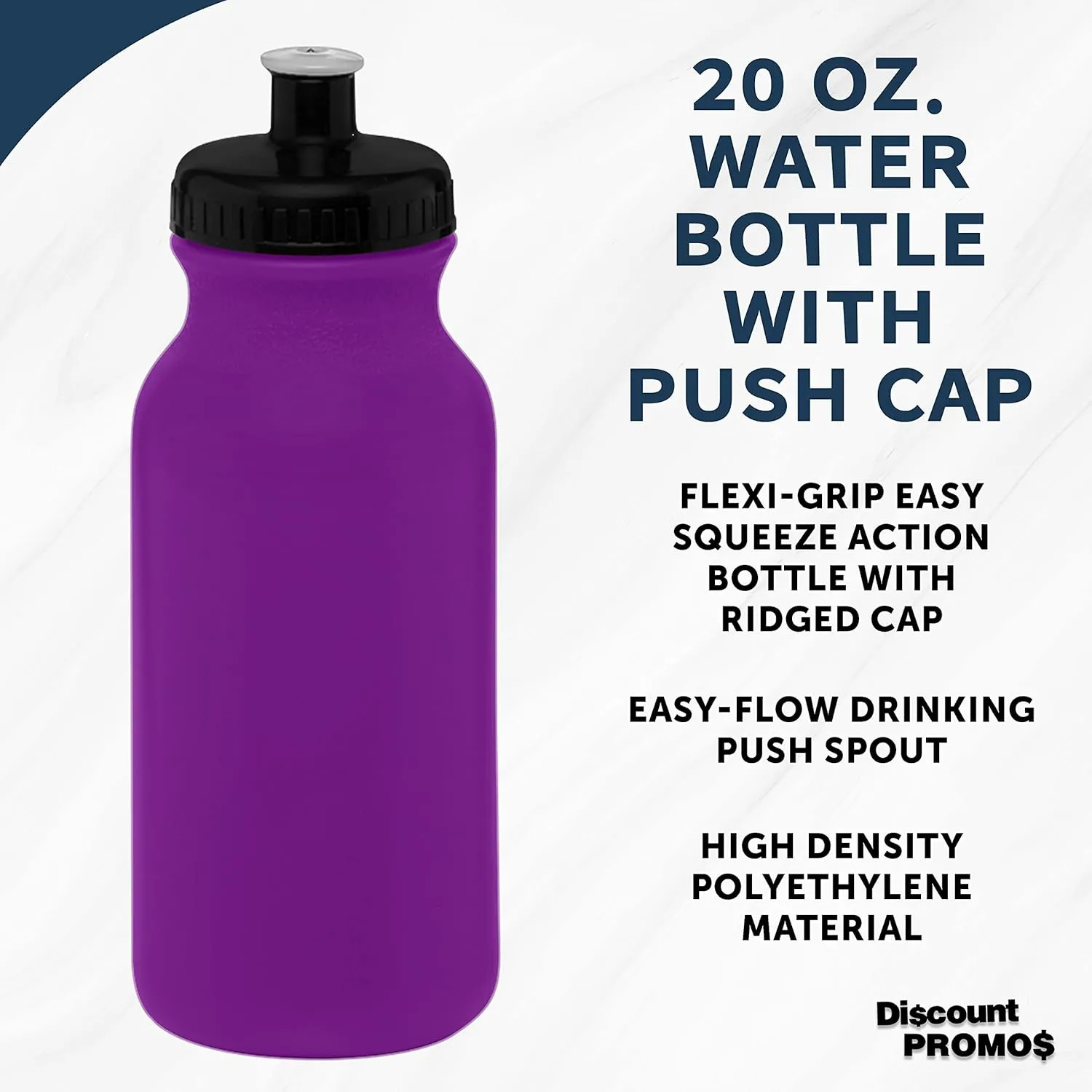 DISCOUNT PROMOS 20 oz. Water Bottles with Push Cap Set of 10, Bulk Pack - Perfect for Gym, Hiking, Camping, Outdoor Sports - Violet Purple