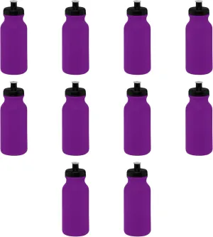 DISCOUNT PROMOS 20 oz. Water Bottles with Push Cap Set of 10, Bulk Pack - Perfect for Gym, Hiking, Camping, Outdoor Sports - Violet Purple