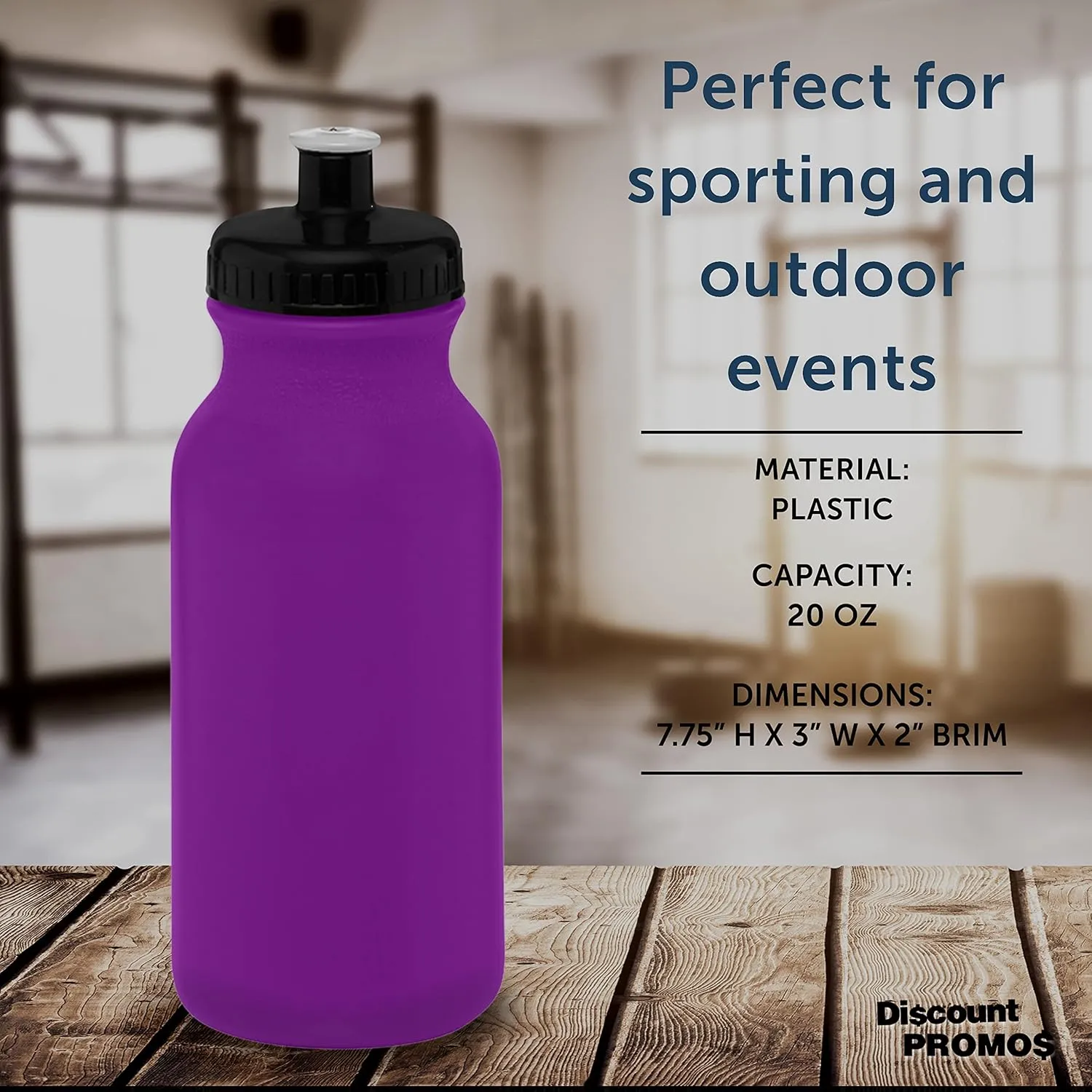 DISCOUNT PROMOS 20 oz. Water Bottles with Push Cap Set of 10, Bulk Pack - Perfect for Gym, Hiking, Camping, Outdoor Sports - Violet Purple
