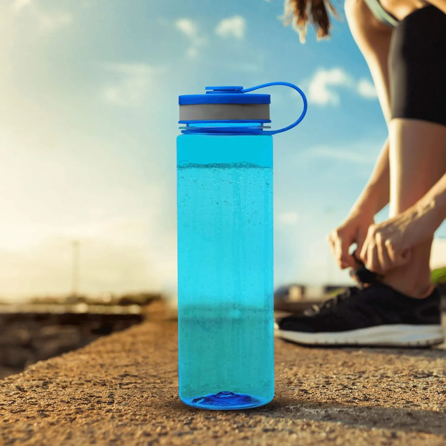 DISCOUNT PROMOS Wide Mouth Water Bottles 26 oz. Set of 10, Bulk Pack - BPA Free, Great for Gym, Camping, Backpacking, School - Blue