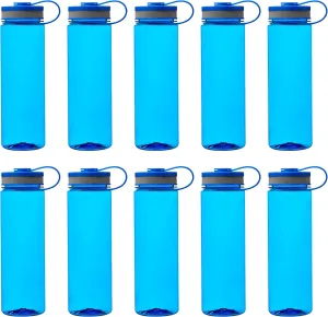 DISCOUNT PROMOS Wide Mouth Water Bottles 26 oz. Set of 10, Bulk Pack - BPA Free, Great for Gym, Camping, Backpacking, School - Blue