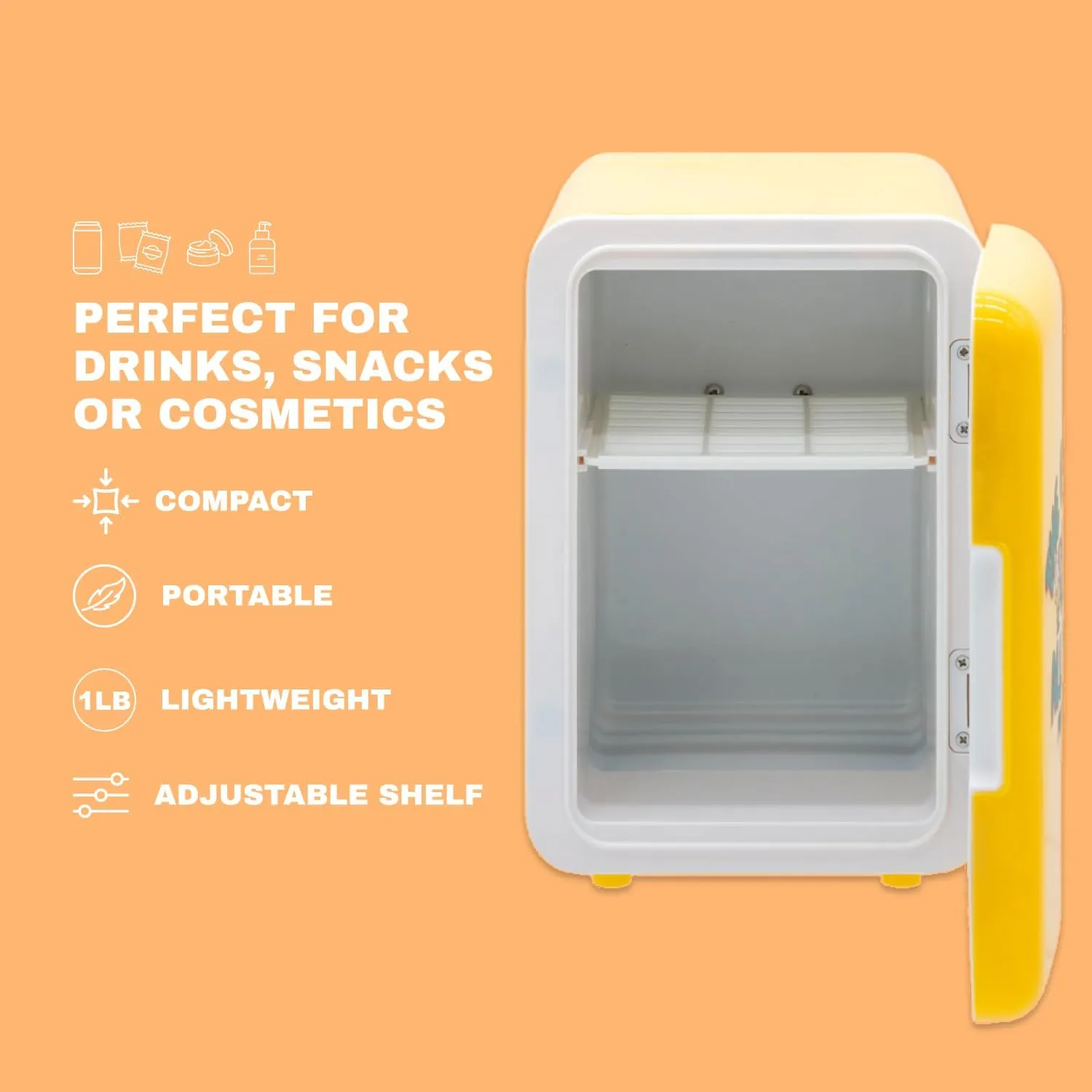 Disney - Mini Fridge, Small Cooler for Drinks & Snacks, or Skincare Refrigerator - Christmas Gifts (6 Cans, Disney Princess)