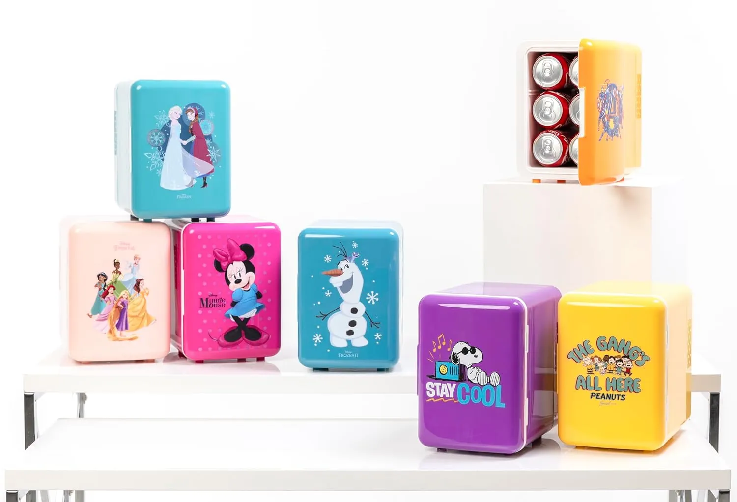 Disney - Mini Fridge, Small Cooler for Drinks & Snacks, or Skincare Refrigerator - Christmas Gifts (6 Cans, Disney Princess)