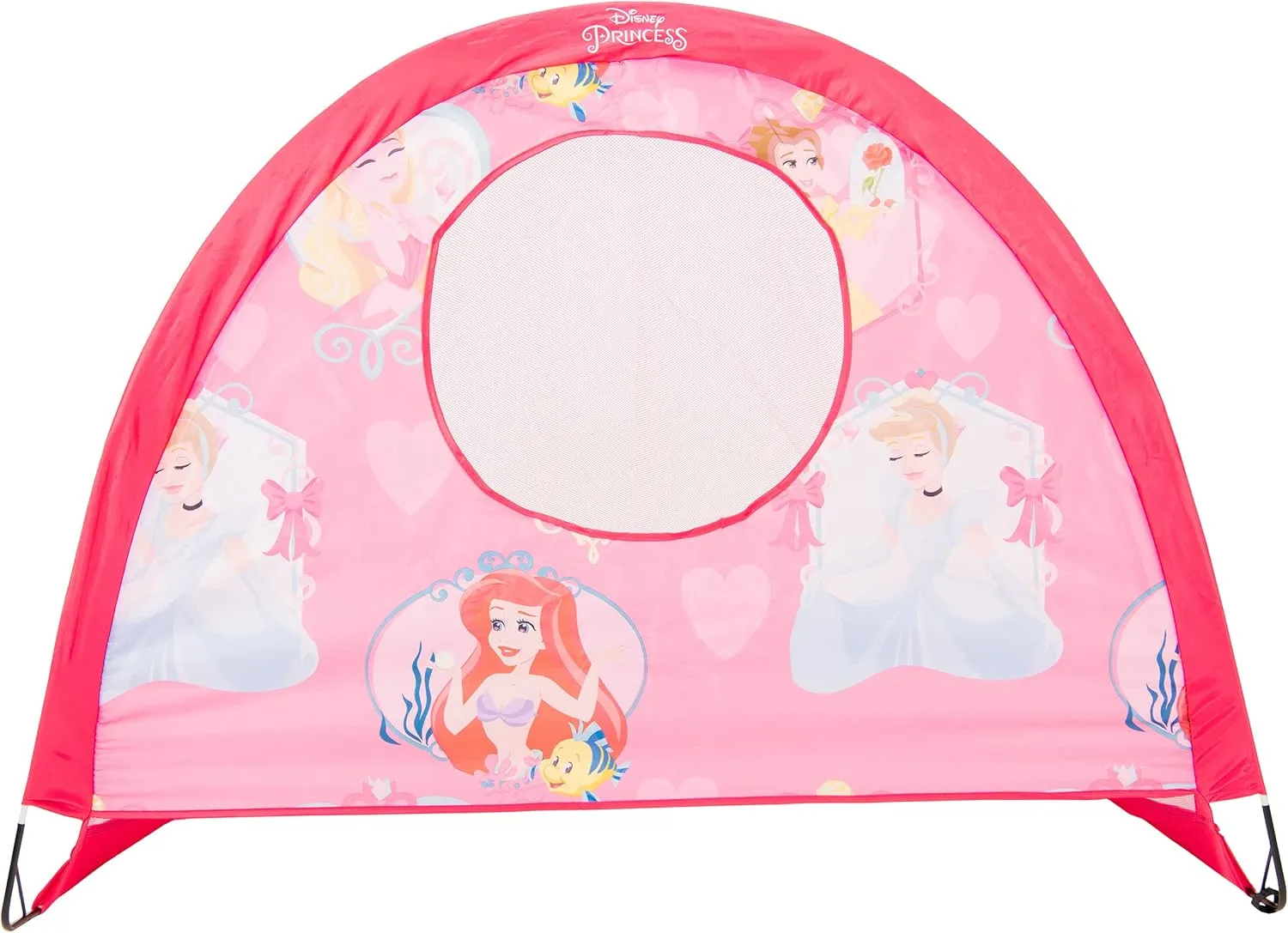 Disney Princess Pop Up Soccer Goal, 4 ft Kids Outdoor Pop Up Goal Featuring Ariel, Belle, Cinderella, and Aurora, Pink