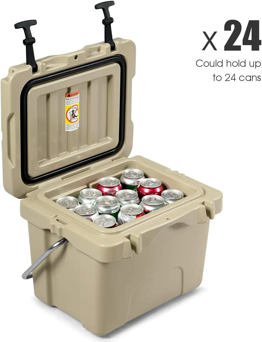 DORTALA 16 Quart Cooler, Heavy Duty Ice Chest with Handle, Drain Plug & 2 Cup Holders, 3-5 Day Ice Retention, Portable Ice Cooler Ideal for Camping, Travel, Fishing &Activities