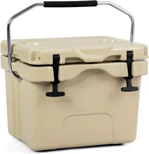 DORTALA 16 Quart Cooler, Heavy Duty Ice Chest with Handle, Drain Plug & 2 Cup Holders, 3-5 Day Ice Retention, Portable Ice Cooler Ideal for Camping, Travel, Fishing &Activities