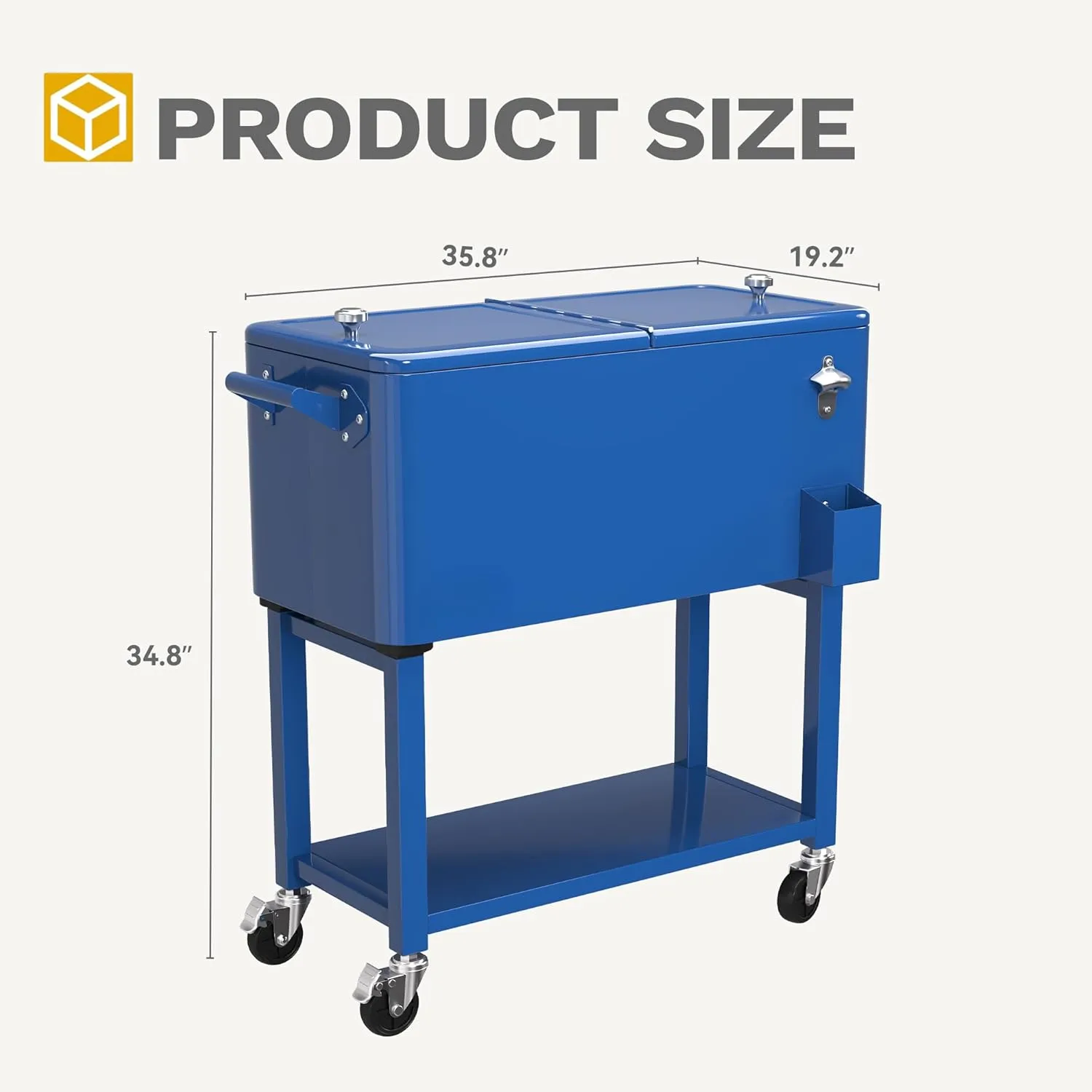 DWVO Ice Chest with Wheels,80 Quart Rolling Cooler with Bottle Opener Drainage, Patio Cooler Cart, Rolling Ice Chest with Handle for Patio Pool Deck Party BBQ Cookouts