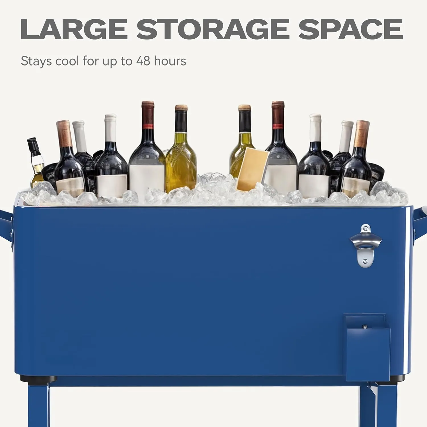 DWVO Ice Chest with Wheels,80 Quart Rolling Cooler with Bottle Opener Drainage, Patio Cooler Cart, Rolling Ice Chest with Handle for Patio Pool Deck Party BBQ Cookouts