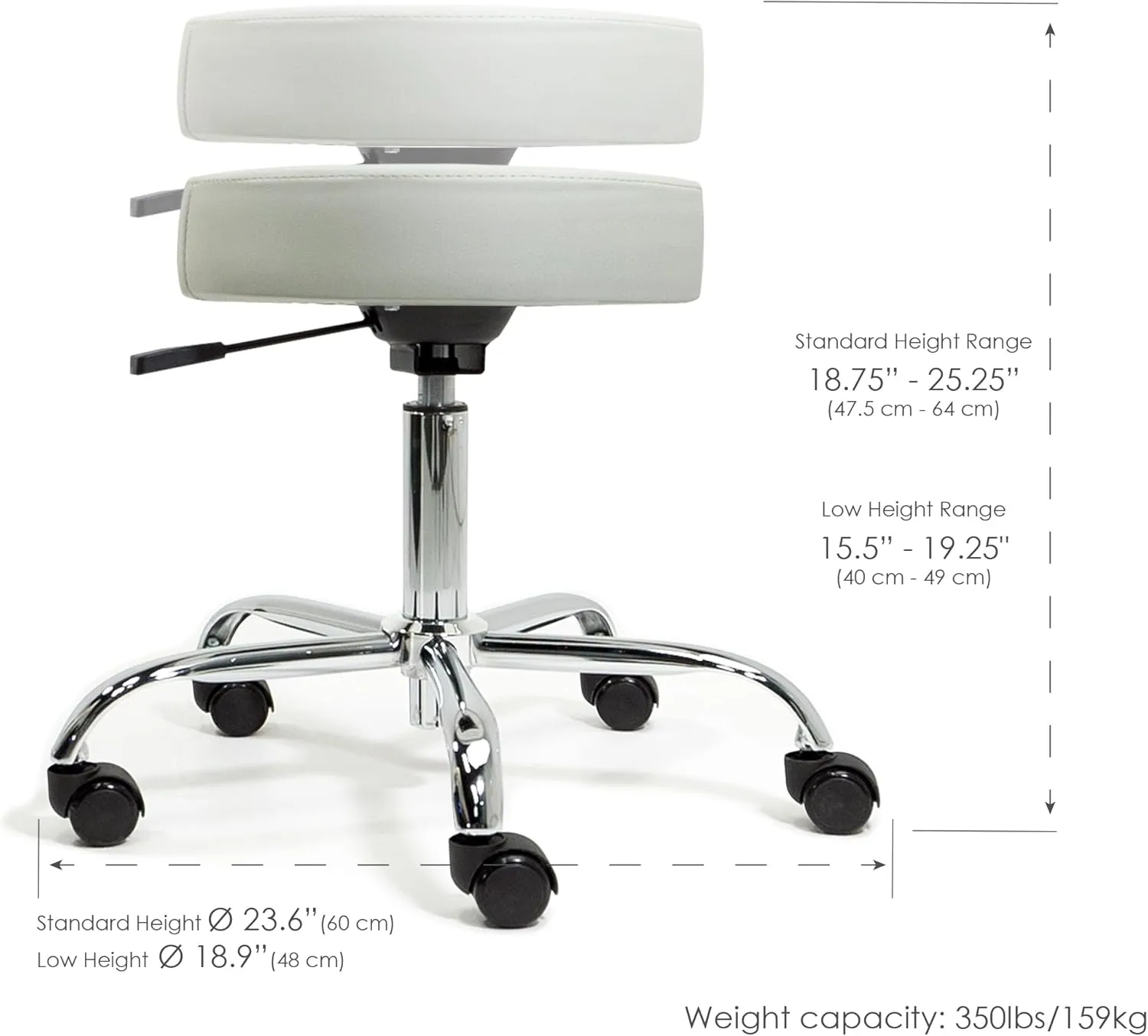 EARTHLITE Pneumatic Massage Salon Drafting Stool - No Leaking (vs. Hydraulic), Adjustable, Rolling, CFC-Free / Medical Spa Facial Chair