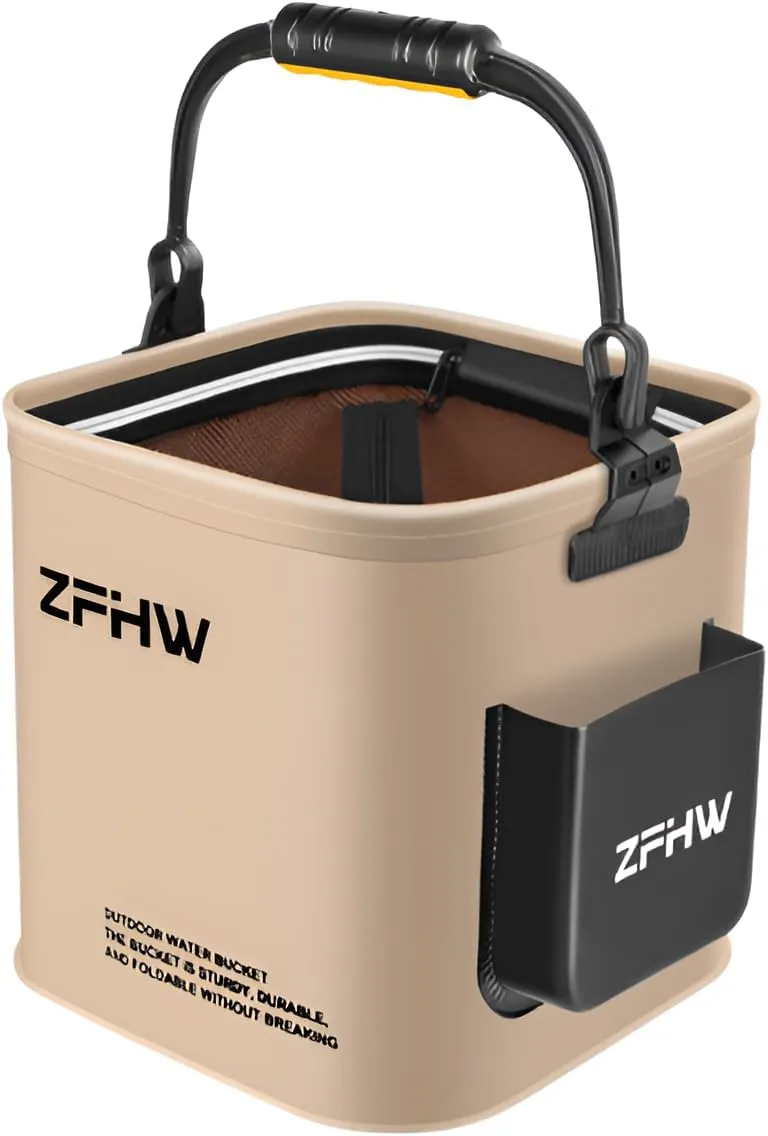[Ellniges]【Collapsible Fishing et】 Portable Fish Keeper with 【Double er Net Cover】,【Thiened EVA Material】 Foldable Water Container for Ouoor Cam, Angling, Car Whing & Hiking Accorie