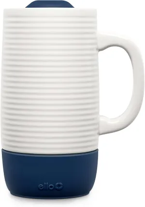Ello Jane 18oz Ceramic Travel Mug with Handle, Splash-Resistant Slider Lid and Built-in Coaster, Perfect for Coffee and Tea, BPA Free, Dishwasher Safe, Gift for Holiday Him Her Mother's Day