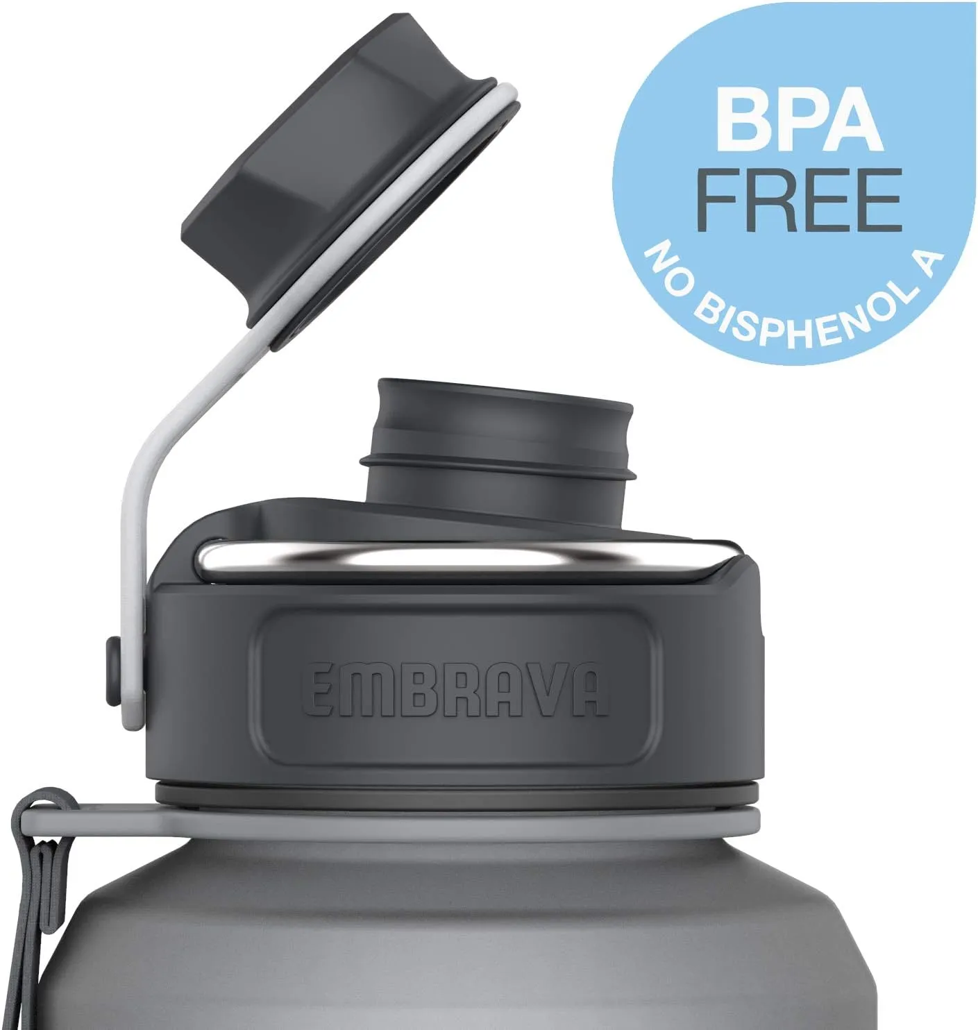 Embrava 40oz Water Bottle - Large with Travel Carry Ring - Wide Leak Proof Drink Spout - Heavy-Duty, BPA & BPS Free Tritan Plastic - Best for Sports, Hiking, Gym, Men & Women