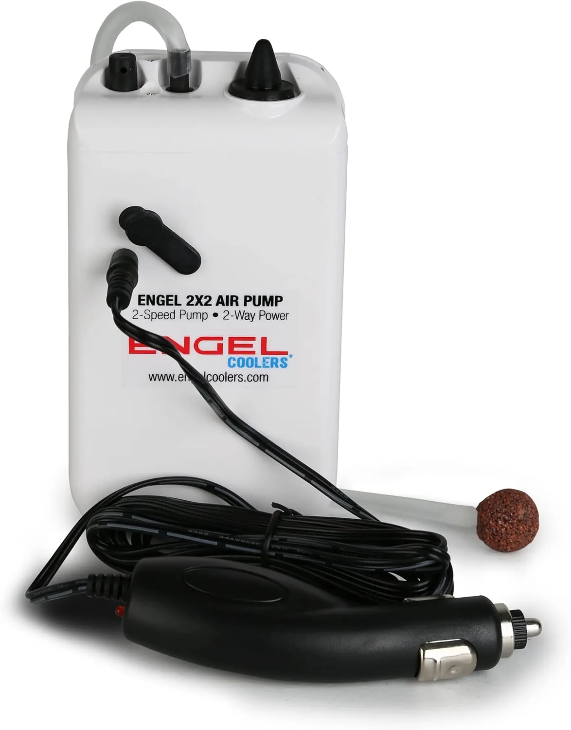 Engel Coolers ENG-AP Lightweight Portable Live Bait 2 Speed Aerator Pump with 12V Powered Adapter for Coolers or Buckets, White