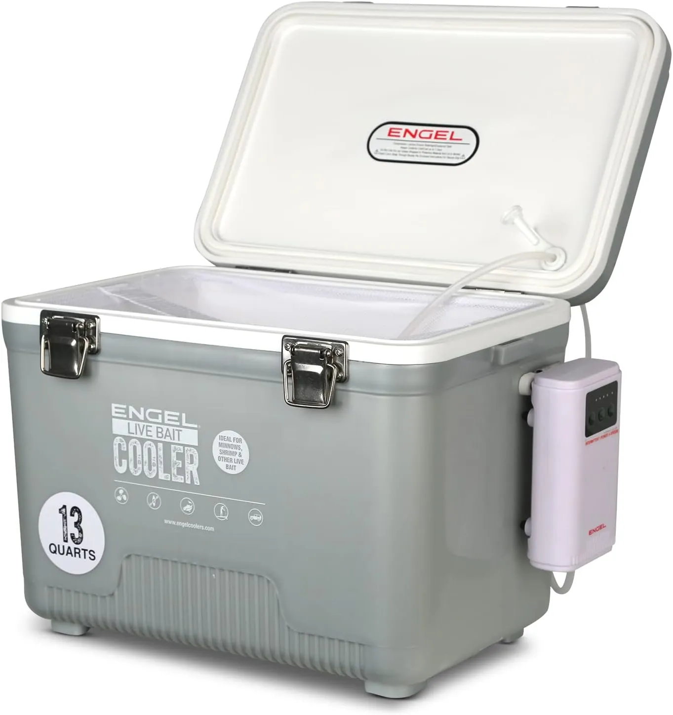 ENGEL Live Bait Cooler PRO for Fishing - Portable Minnow and Bait Bucket with Lithium-Ion Rechargeable Aerator