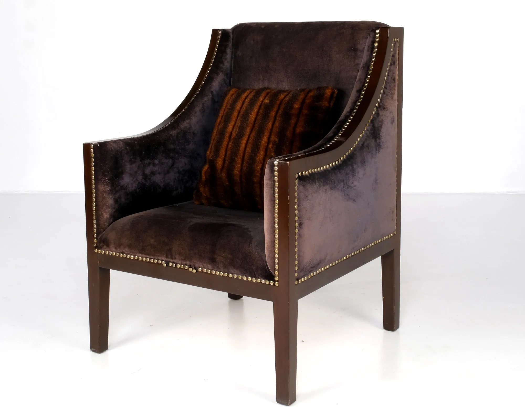 ENGLISH VELVET SUEDE ARMCHAIRS