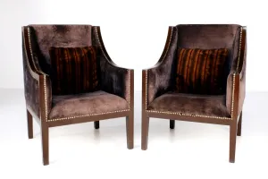 ENGLISH VELVET SUEDE ARMCHAIRS