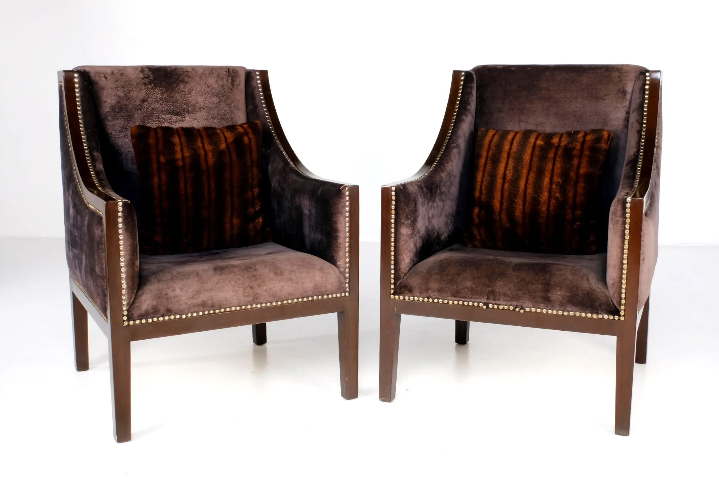 ENGLISH VELVET SUEDE ARMCHAIRS