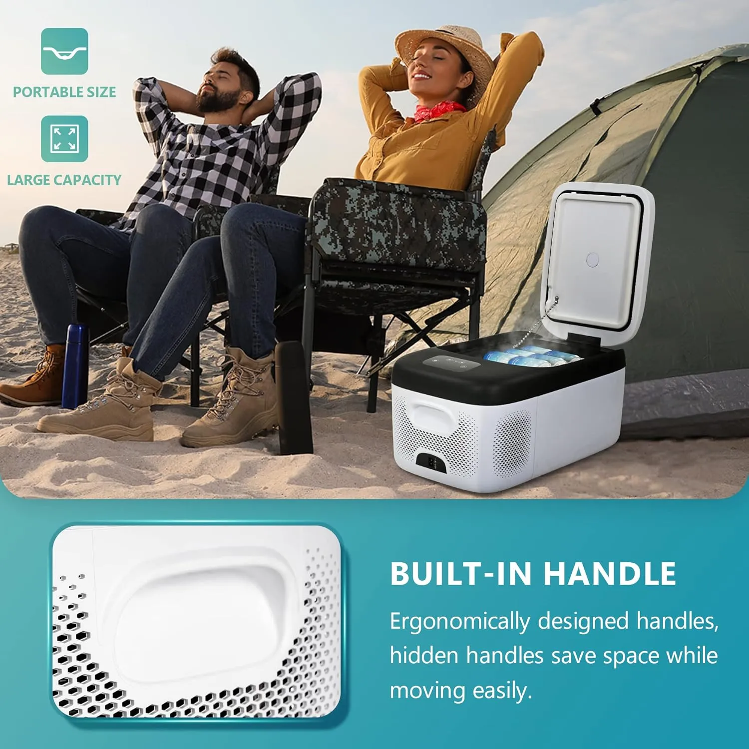 EUHOMY 12 Volt Refrigerator, 17QT(16L) Car Refrigerator APP Control, Car Fridge 110-240V AC 12/24V DC, Portable Freezer -4℉~68℉, 12V Cooler For Van, Fishing, Camping, Travel, Home