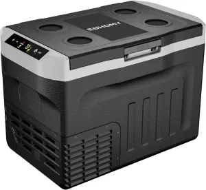 EUHOMY 12 Volt Refrigerator, 32QT(30L) 12V Cooler, Compressor Electric Cooler -4℉~68℉, 12V Fridge 12/24V DC 110-240V AC, Portable Freezer for Camping, Travel, Truck, Home