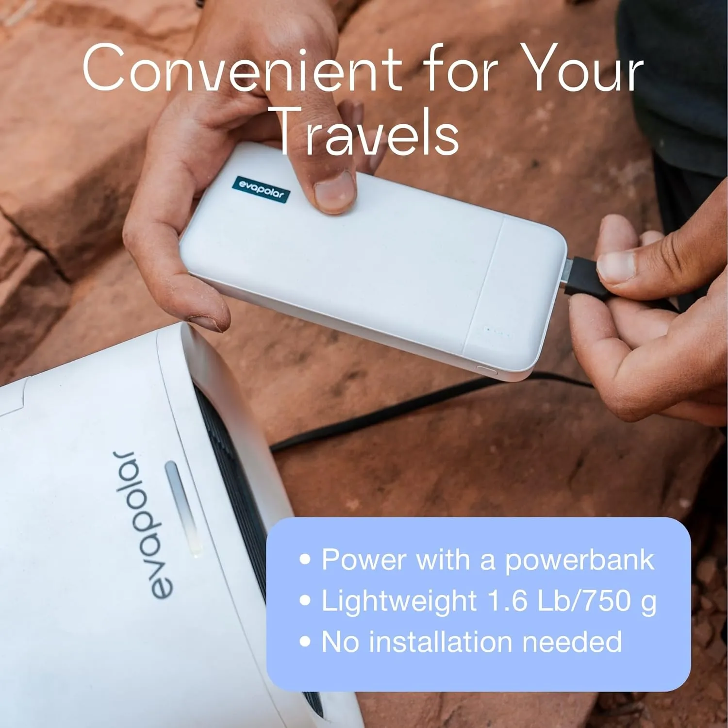 Evapolar Portable AC Unit- Small Personal Air Conditioners - Mini Evaporative Air Cooler for Desk and Camping - Swamp Cooler - Evachill, Blue