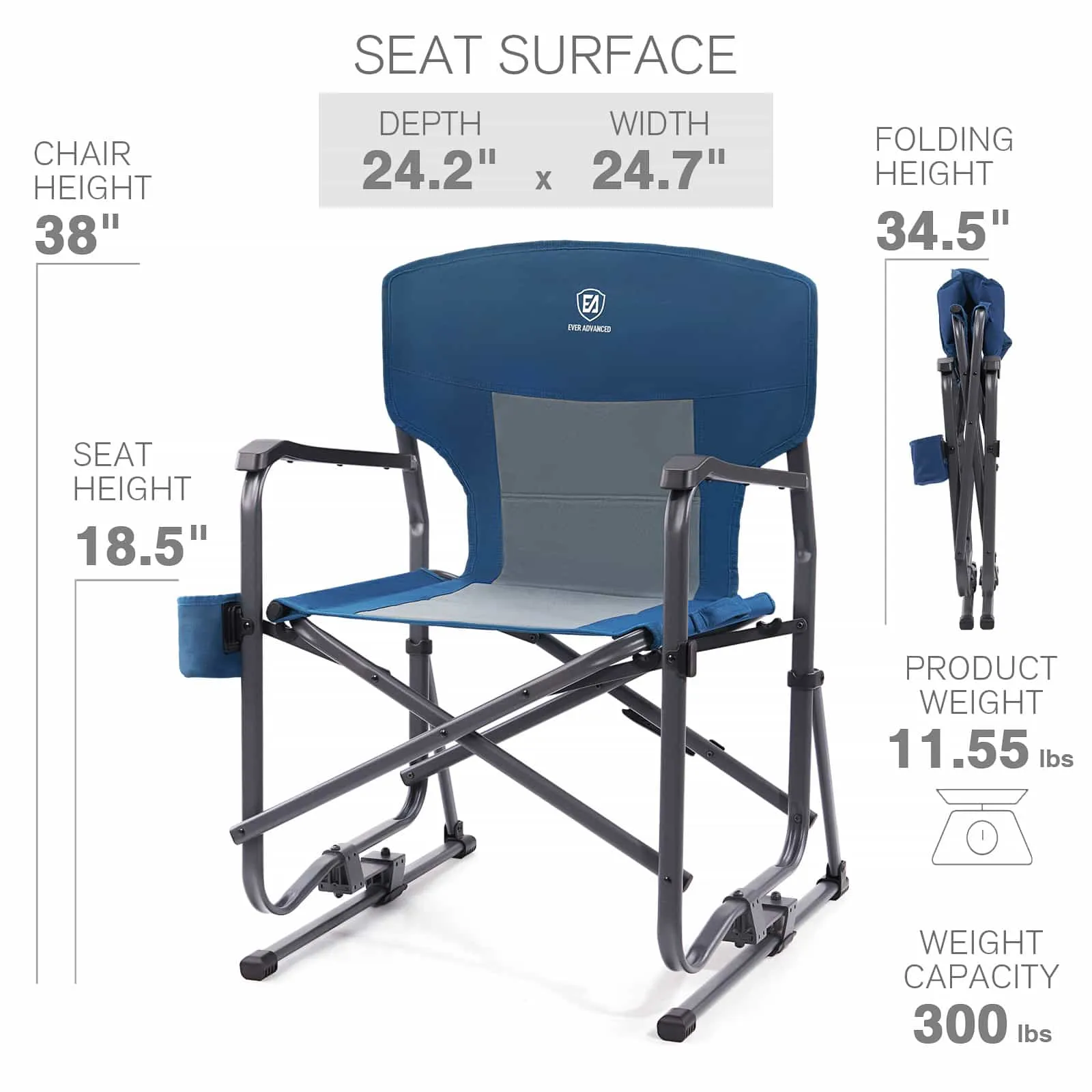 EVER ADVANCED Folding Rocking Chair