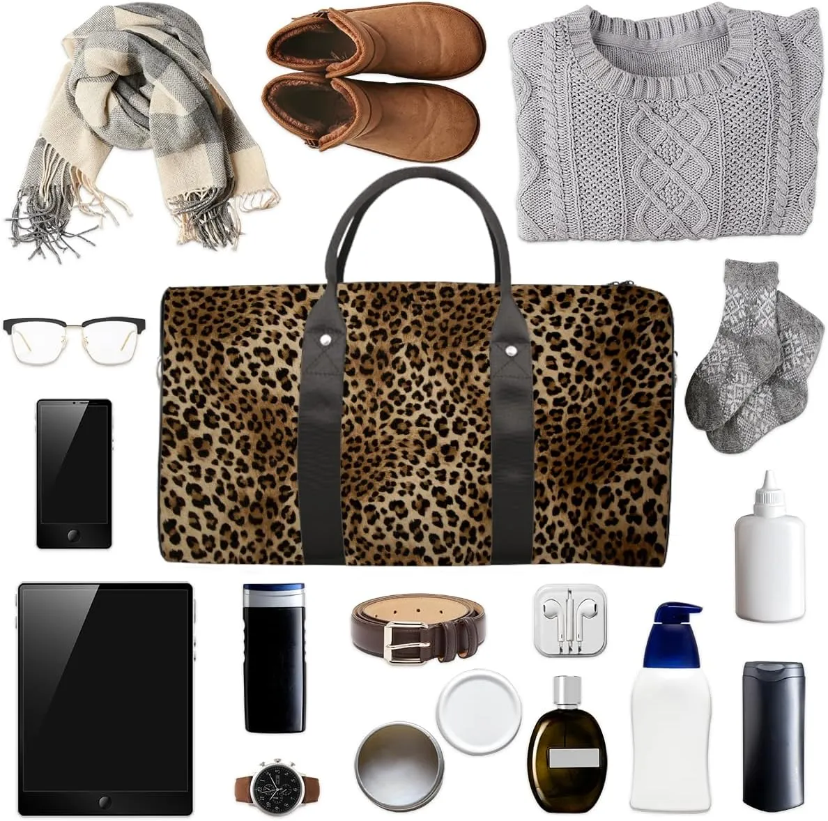 Fashion Leopard Cheetah Travel Duffel Bag for Women Men Small Sport Gym Bag Waterproof Weekender Overnight Bag Lightweight Carry on bag Foldable Gym Bag for Training Swim Yoga Traveling Handbag