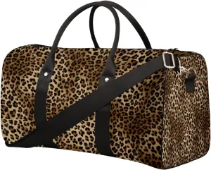 Fashion Leopard Cheetah Travel Duffel Bag for Women Men Small Sport Gym Bag Waterproof Weekender Overnight Bag Lightweight Carry on bag Foldable Gym Bag for Training Swim Yoga Traveling Handbag