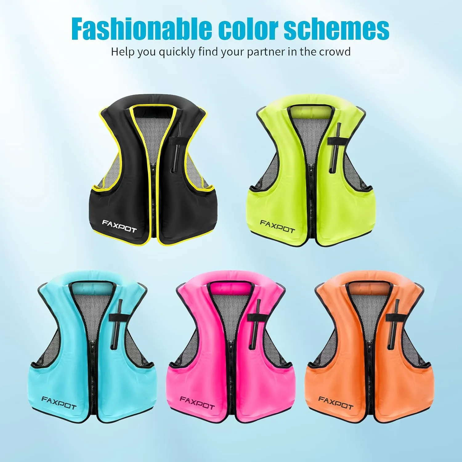 Faxpot Inflatable Snorkel Vest Adult, Snorkeling Vest for Men & Women, Portable Inflatable Swim Vest Jacket, Buoyancy Vest for Snorkeling/Kayaking/Swimming/Boating