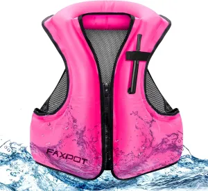 Faxpot Inflatable Snorkel Vest Adult, Snorkeling Vest for Men & Women, Portable Inflatable Swim Vest Jacket, Buoyancy Vest for Snorkeling/Kayaking/Swimming/Boating