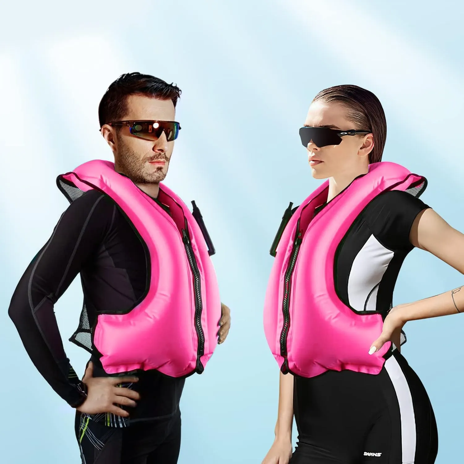 Faxpot Inflatable Snorkel Vest Adult, Snorkeling Vest for Men & Women, Portable Inflatable Swim Vest Jacket, Buoyancy Vest for Snorkeling/Kayaking/Swimming/Boating