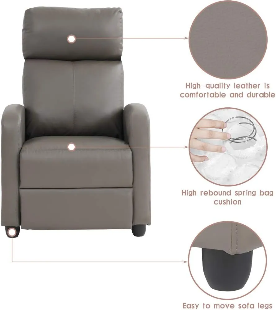FDW Recliner Chair for Living Room Reading Chair Recliner Sofa Winback Chair Single Sofa Home Theater Seating Modern Reclining Chair Easy Lounge with PU Leather Padded Seat Backrest