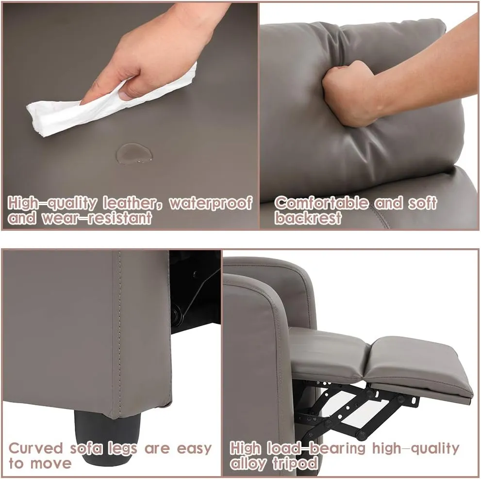 FDW Recliner Chair for Living Room Reading Chair Recliner Sofa Winback Chair Single Sofa Home Theater Seating Modern Reclining Chair Easy Lounge with PU Leather Padded Seat Backrest