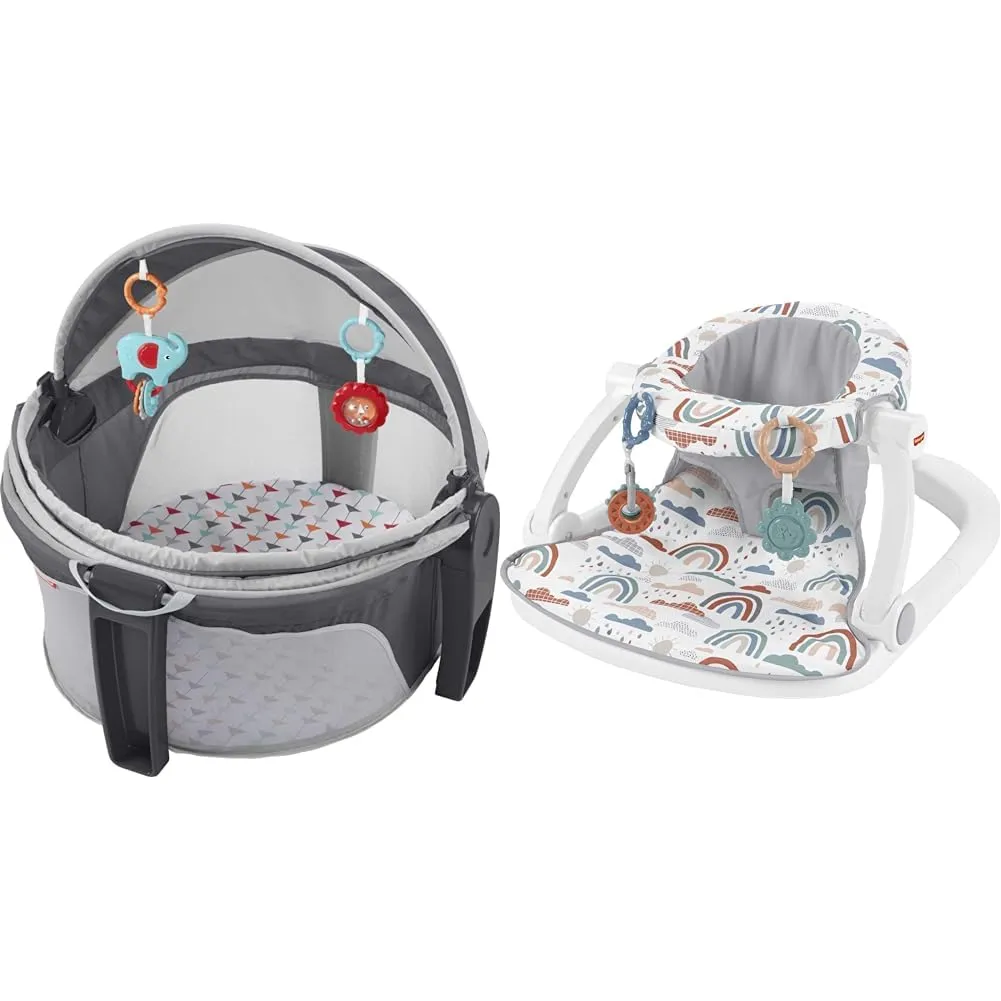 Fisher-Price Portable Bassinet and Baby Chair with Toys, Canopy, and Machine Washable Seat Pad