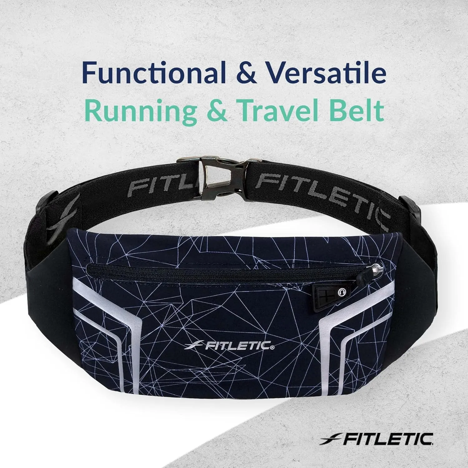 Fitletic Modern Sports Running Belt For Men & Women – Water Resistant Pouch - Fits All Smart Phones- Lightweight, Low Profile Design –Lycra Coated With Inner Card Organizer Pocket Black/Spider Print