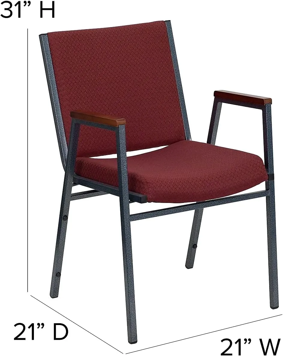 Flash Furniture 4 Pack HERCULES Series Heavy Duty Burgundy Patterned Fabric Stack Chair with Arms