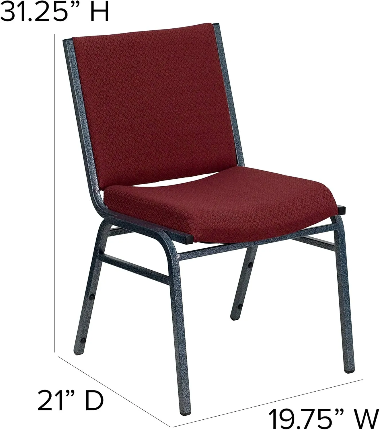 Flash Furniture HERCULES Series Heavy Duty Burgundy Patterned Fabric Stack Chair with Ganging Bracket