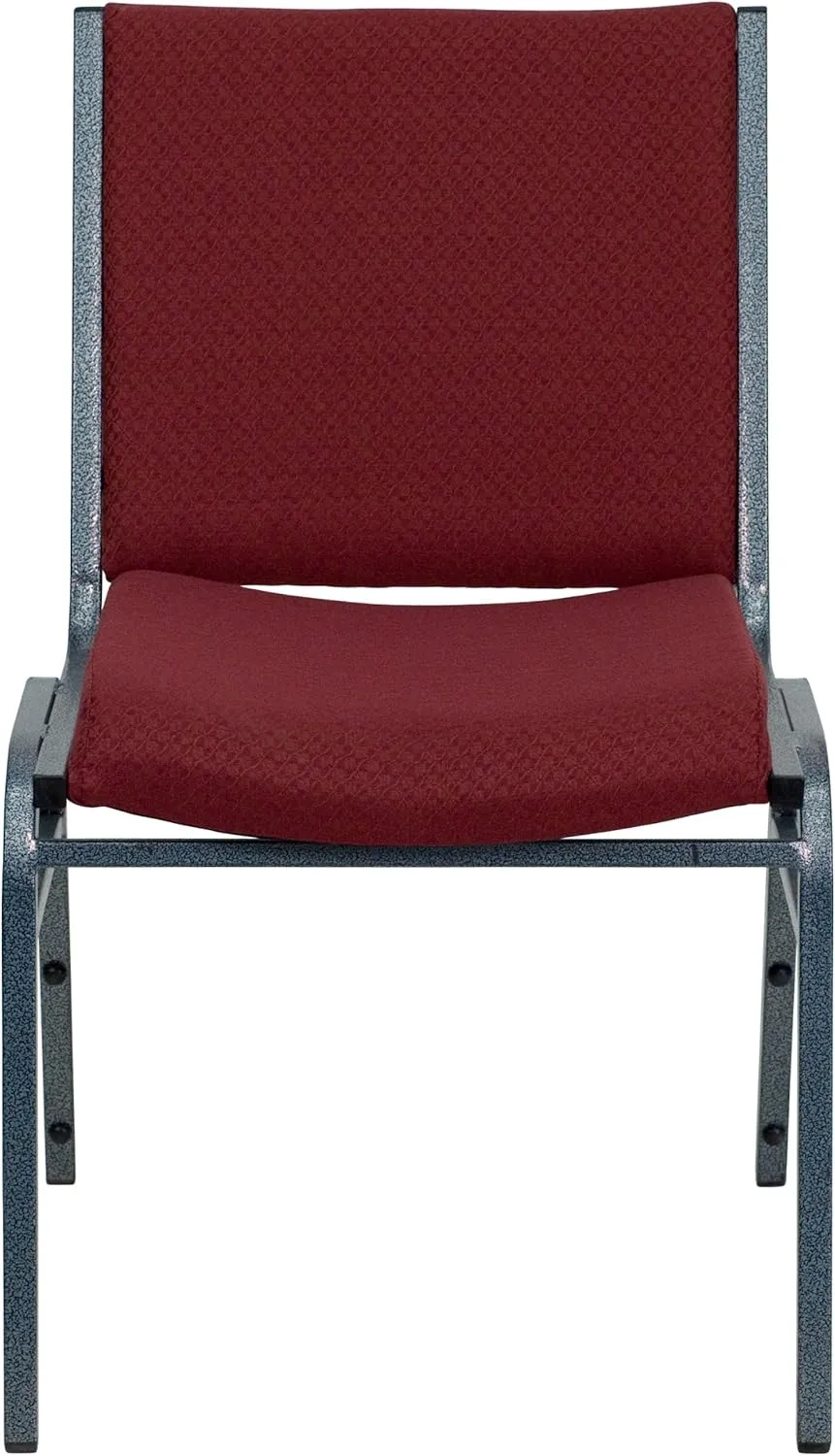 Flash Furniture HERCULES Series Heavy Duty Burgundy Patterned Fabric Stack Chair with Ganging Bracket