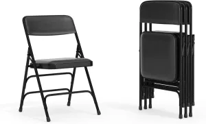 Flash Furniture Hercules Series Metal Folding Chairs for Parties and Weddings, Commercial Event Chairs with Padded Seats, 300-lb. Static Weight Capacity, Set of 4, Black