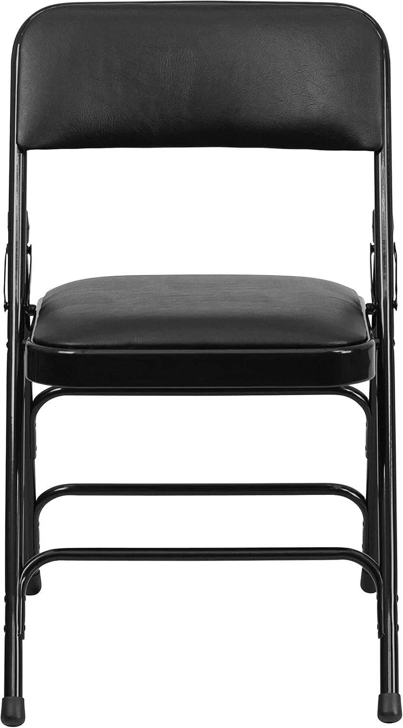 Flash Furniture Hercules Series Metal Folding Chairs for Parties and Weddings, Commercial Event Chairs with Padded Seats, 300-lb. Static Weight Capacity, Set of 4, Black