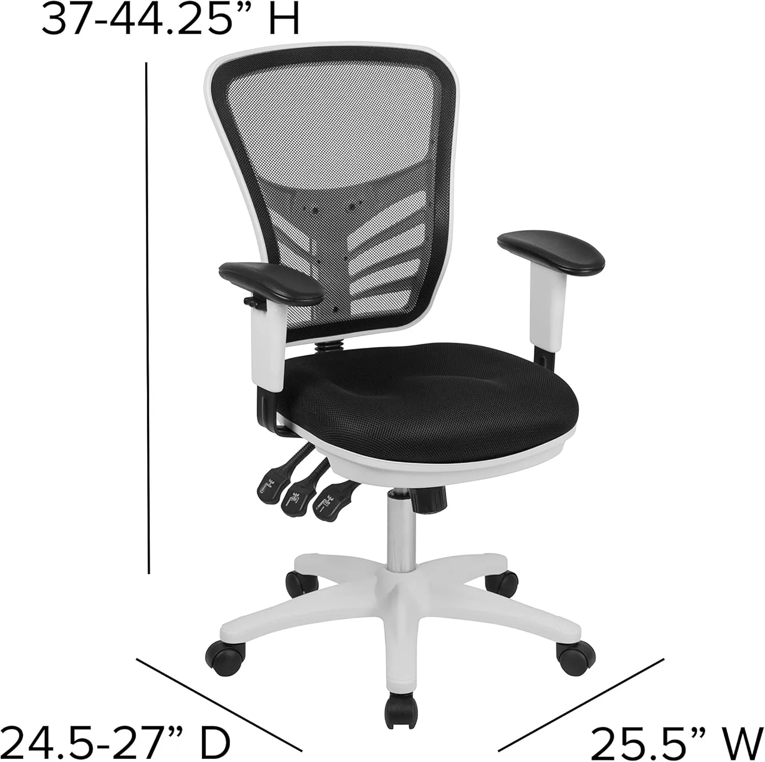 Flash Furniture Nicholas Mid-Back Swivel Office and Gaming Chair, Ergonomic Mesh Office Chair with Adjustable Lumbar Support and Height, Black/White
