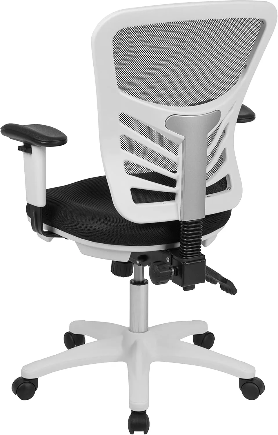 Flash Furniture Nicholas Mid-Back Swivel Office and Gaming Chair, Ergonomic Mesh Office Chair with Adjustable Lumbar Support and Height, Black/White
