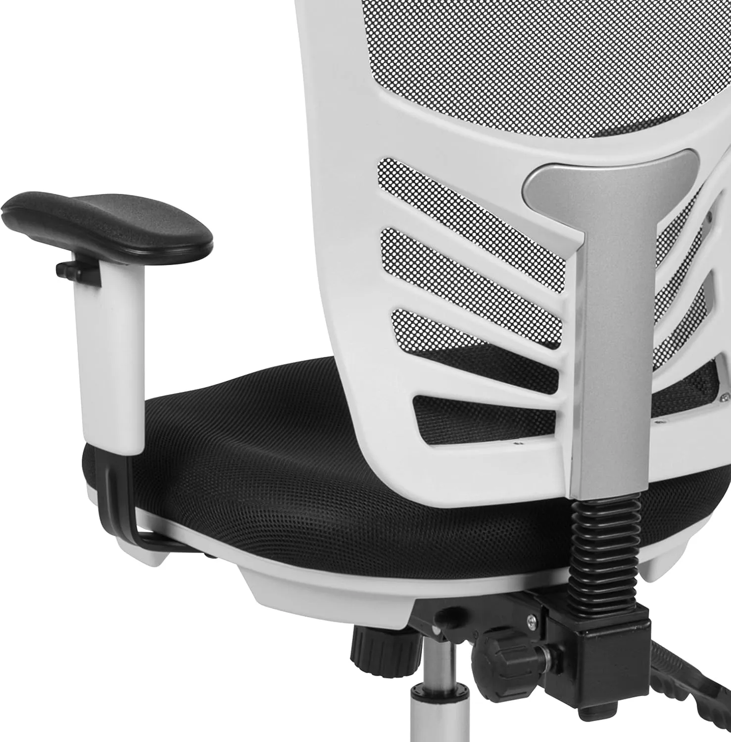 Flash Furniture Nicholas Mid-Back Swivel Office and Gaming Chair, Ergonomic Mesh Office Chair with Adjustable Lumbar Support and Height, Black/White