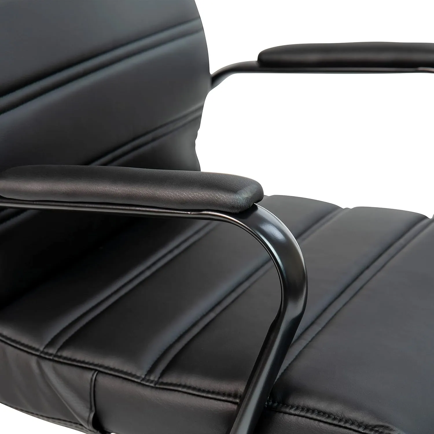 Flash Furniture Whitney High-Back Swivel LeatherSoft Desk Chair with Padded Seat and Armrests, Adjustable Height Padded Office Chair, Black